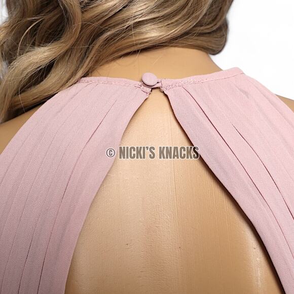 Bill Levkoff Frost Rose Halter Chiffon Bridesmaid Formal Maxi Dress Size 12 - Picture 8 of 12